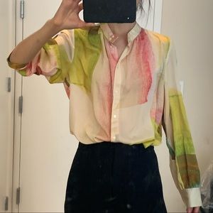 Watercolor blouse from Mango. Nice summer color